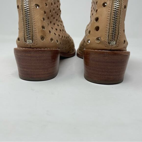 Loeffler Randall Ione Beach Tan Leather Perforated Open Toe Ankle Boots Shoes 6 - Picture 12 of 16